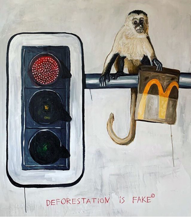 Deforestation is fake 绘画, 66.5x53.5 in