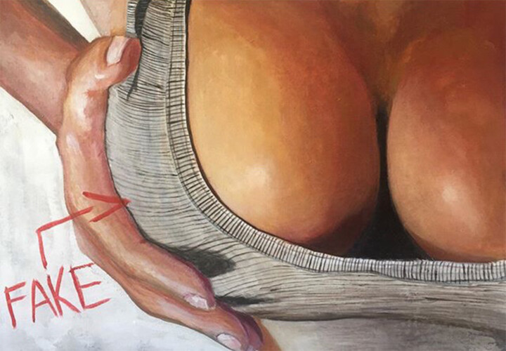 This tits is fake 绘画, 27.6x35.4 in