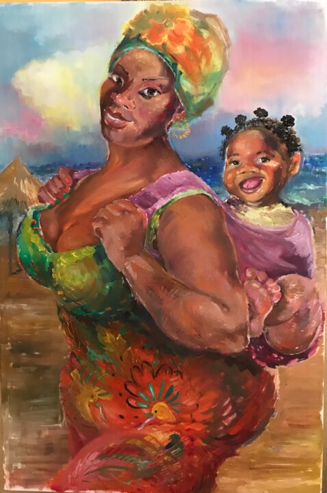 Painting titled "«Mamita» / «Мамочка»" by Svitlana Prus, Original Artwork, Oil