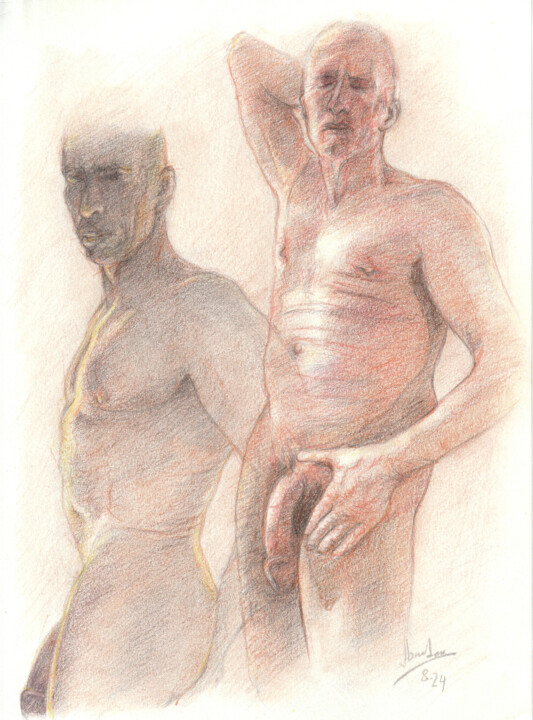 Sven double standing nude portrait, mature content 图画, 11.2x8.3 in