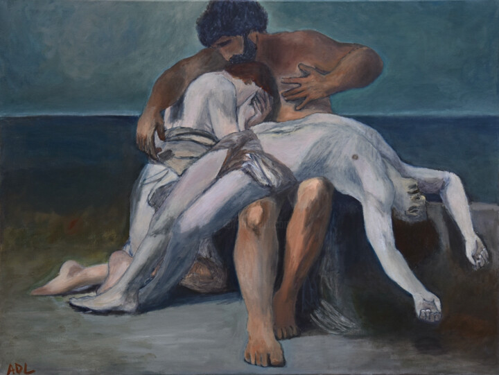 Premier deuil (d'après Bouguereau) 绘画, 23.6x31.5 in