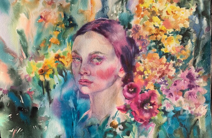 “Looking at the summer days”. 绘画, 15x22.1 in