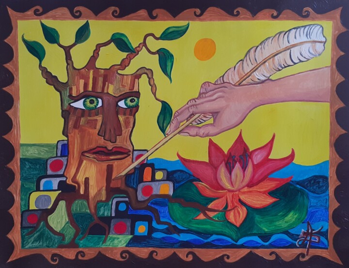 Peinture intitulée "Le Murmure de l Arb…" par Aurélie Sarrazin, Œuvre d'art originale, Acrylique