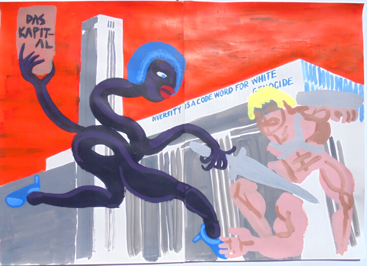 Pintura titulada "THE DEATH OF HE-MAN" por Jonathan Wain, Obra de arte original, Acrílico