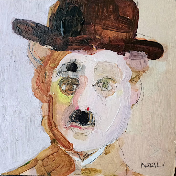 Chaplin (Charlot) 绘画, 7.9x7.9 in