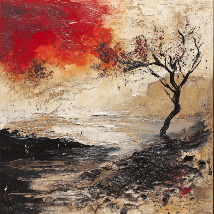 Abstract autumn landscape 数字艺术, 23.6x23.6 in