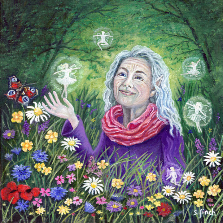 Summer Flower Fairies 絵画, 11.8x11.8 in