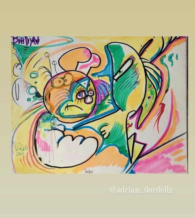 Drawing titled "Birdy" by Adrian Dordelly, Original Artwork, Gel pen