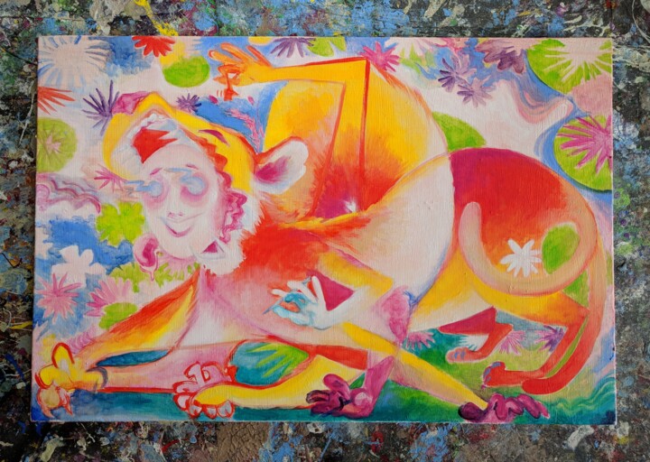 绘画 标题为“Finding My Line 3” 由Oberlin The Artist, 原创艺术品, 丙烯