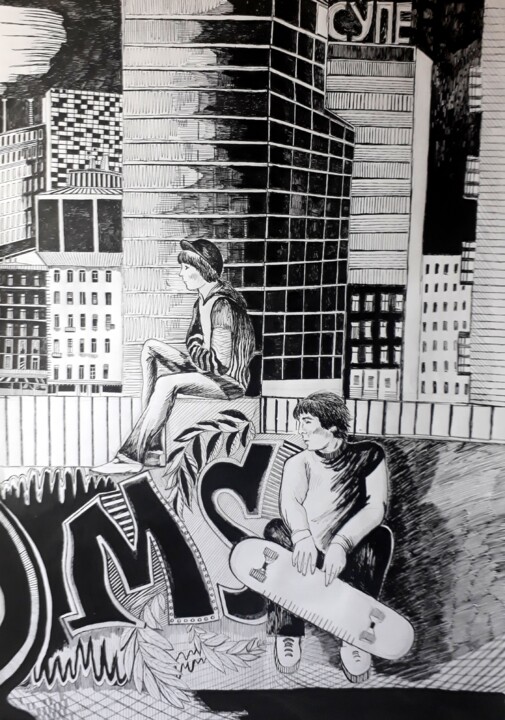 Modern City 图画, 31.5x19.7 in