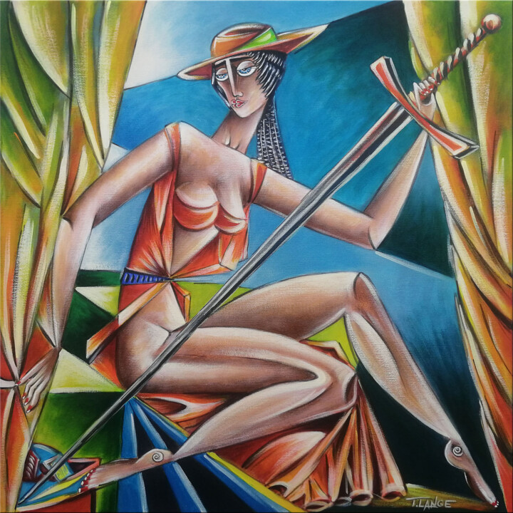 Woman Chillout #M278 绘画, 19.7x19.7 in