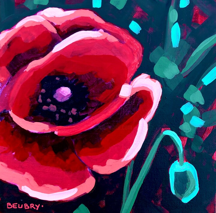 Coquelicot 绘画, 7.9x7.9 in