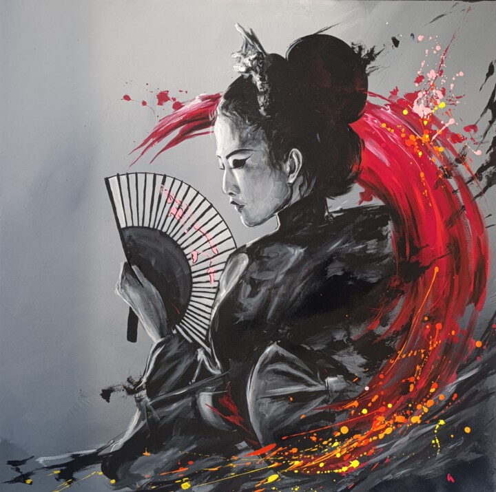 "Red wave" başlıklı Tablo Blure tarafından, Orijinal sanat, Akrilik Ahşap Sedye çerçevesi üzerine monte edilmiş