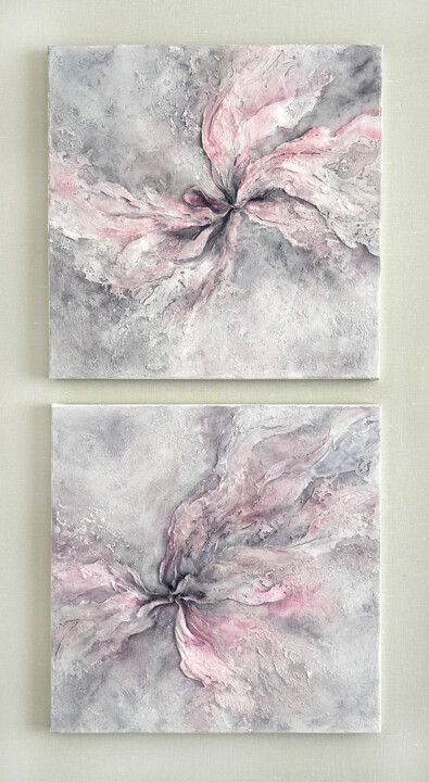 Painting titled "Textured abstract f…" by Olya Grigorevykh, Original Artwork, Plaster