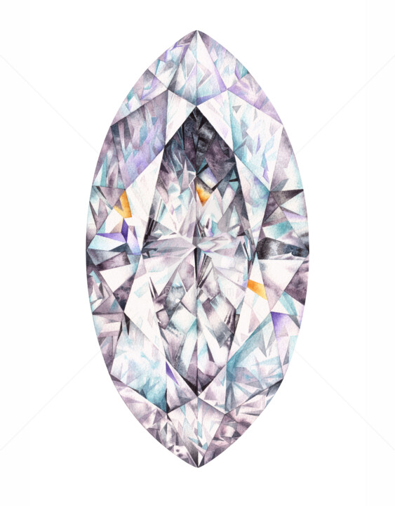 Marquise Diamond 绘画, 15x11.8 in