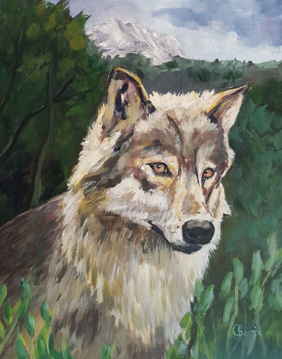 Le Loup de la Sainte Victoire 绘画, 19.7x15.8 in