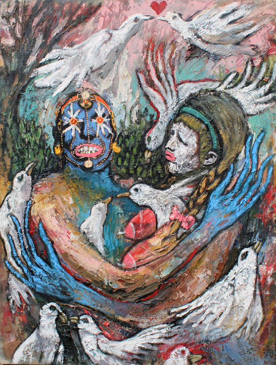 Peinture intitulée "Amour Gras" par Groupe Mardis-Gras, Œuvre d'art originale, Huile Monté sur Châssis en bois