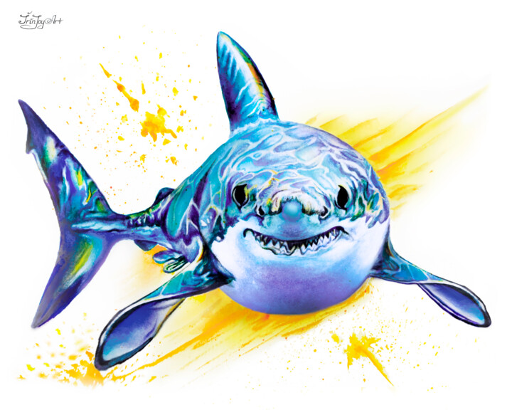 Shark Fish watercolor wall art Whale shark Ocean animal 绘画, 8x10 in