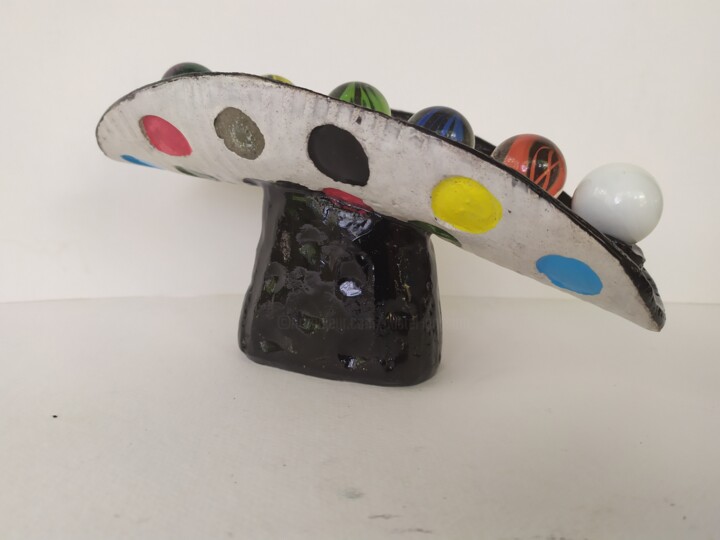 Sculpture intitulée "Jeu de billes 10" par Dominique Jolivet, Œuvre d'art originale, Céramique