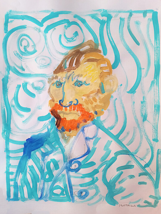 Dipinti su carta: Autoritratto (di V. Van Gogh) 绘画, 16.5x11.4 in
