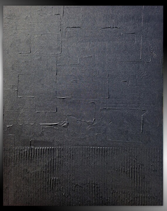 Painting titled "MONOCHROME NOIR réf…" by Sandrine Hartmann, Original Artwork, Acrylic Mounted on Wood Stretcher frame