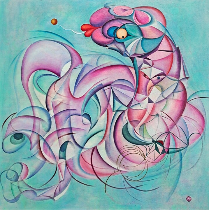 The Pearl of a Spirit Snake 绘画, 39.4x39.4 in