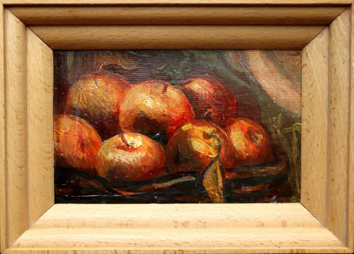 Peinture intitulée "APPLES" par Rakhmet Redzhepov, Œuvre d'art originale, Huile Monté sur Carton