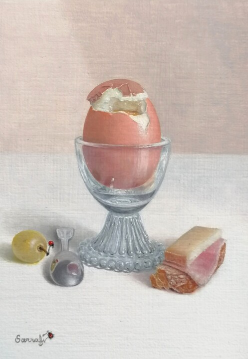 Dégustation de l'œuf à la coque 绘画, 7.9x5.9 in