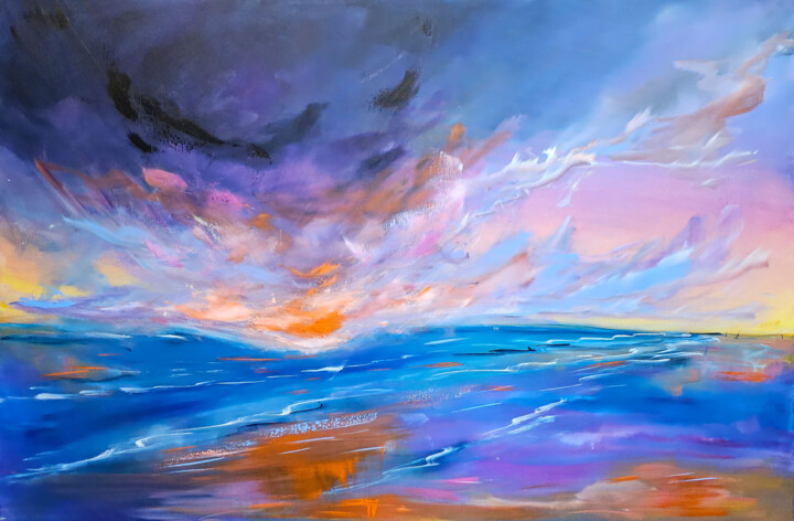 Malerei mit dem Titel "Colorful Horizon" von Sophia Kühn, Original-Kunstwerk, Acryl