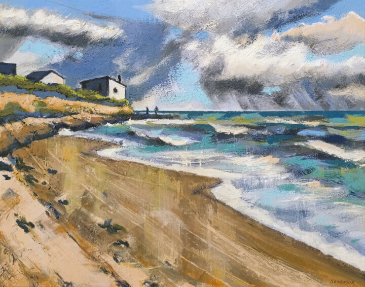 Weather Report. Rain. Seascape Tablo, 15,8x19,7 in