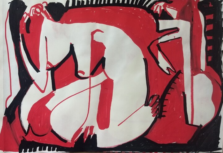 A nude on the carpet 绘画, 8.3x11.4 in