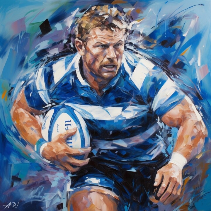 RUGBY (I) 绘画, 15.8x15.8 in