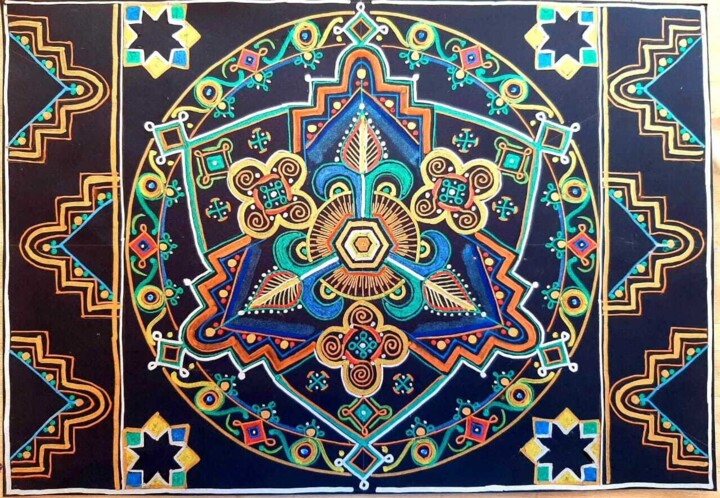 Drawing titled "EVEIL" by Karima Cresp, Original Artwork, Acrylic