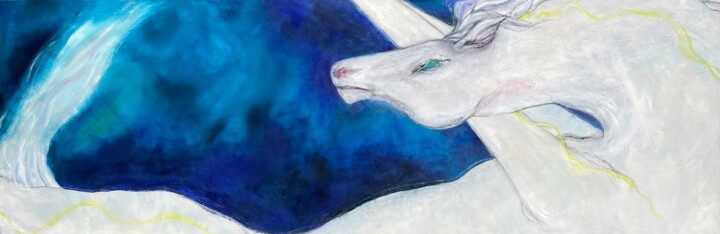 "Tumbling Horse'' 绘画, 19.7x59.1 in