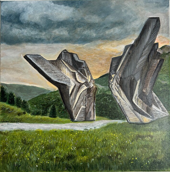 Denkmal des zweiten Weltkrieges auf dem Balkan 绘画, 15.4x15.4 in