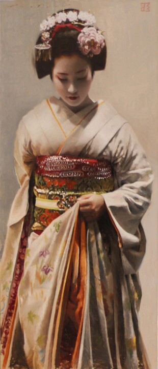 Geisha Chizu 绘画, 80x30 in