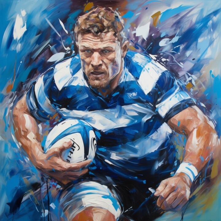 RUGBY (III) 绘画, 15.8x15.8 in