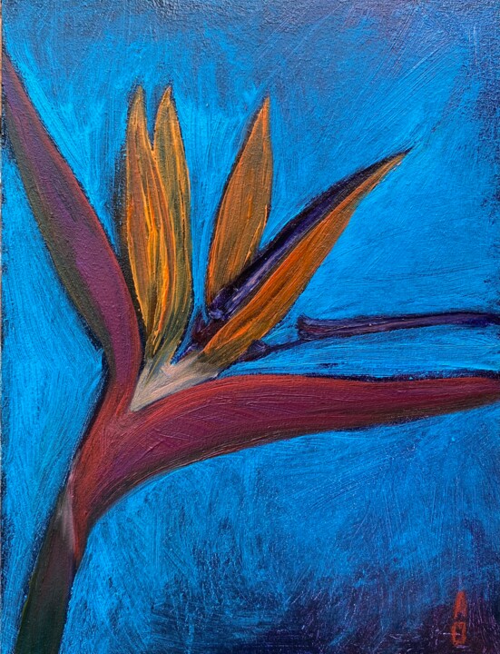 Strelitzia. Dawn 绘画, 7.9x5.9 in