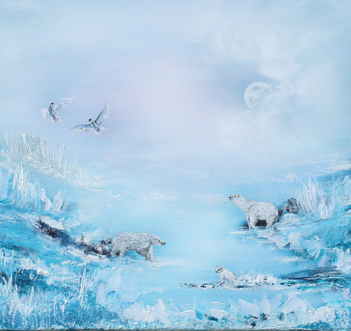 Polar bears family 绘画, 19.7x31.5 in