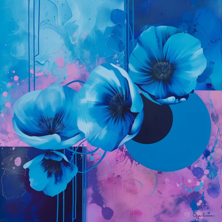 Blue floral aura 数字艺术