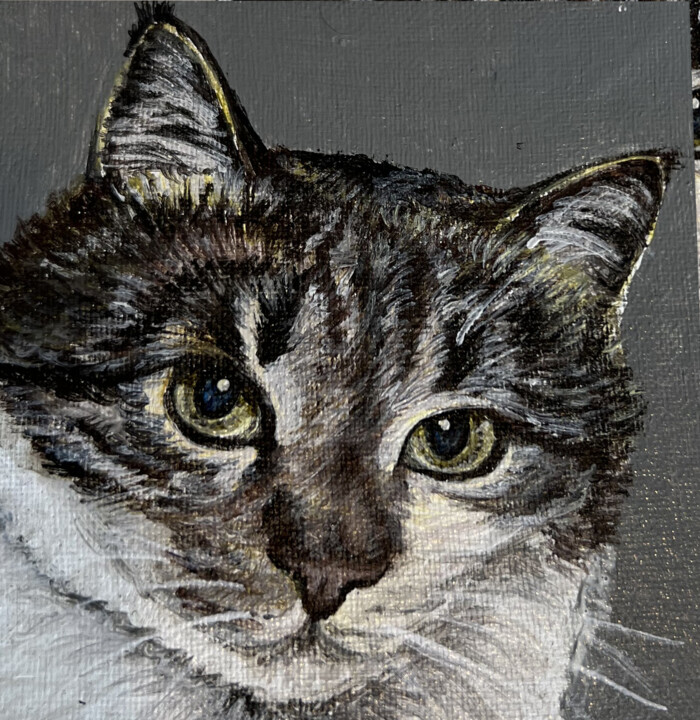 A portrait of a cat. Decor 绘画, 3.9x3.9 in
