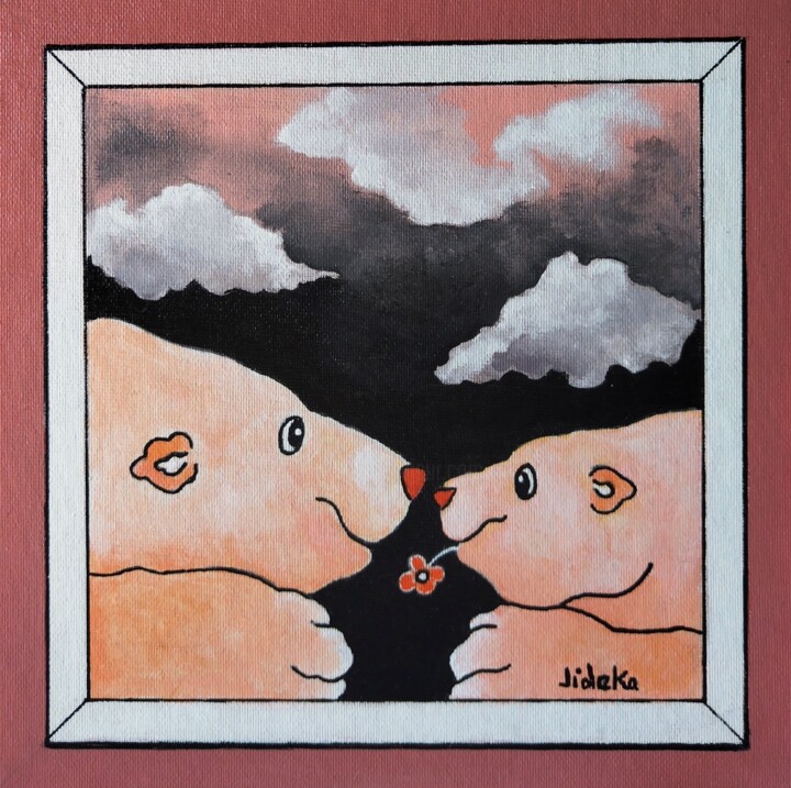 Pintura titulada "Tendresse" por Jocelyne Deschamps-Kus, Obra de arte original, Acrílico Montado en Otro panel rígido