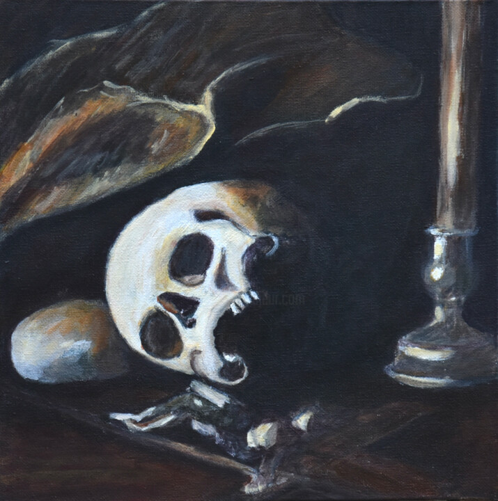 Memento Mori (II) - d'après Le Caravage 绘画, 11.4x11.4 in