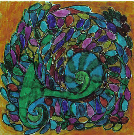 Desenho intitulada "Escargot on the Roc…" por Njoy, Obras de arte originais, Outro