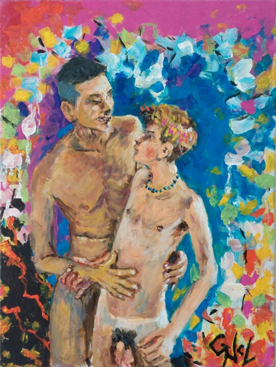 Colorful lovers 绘画, 23.6x17.7 in