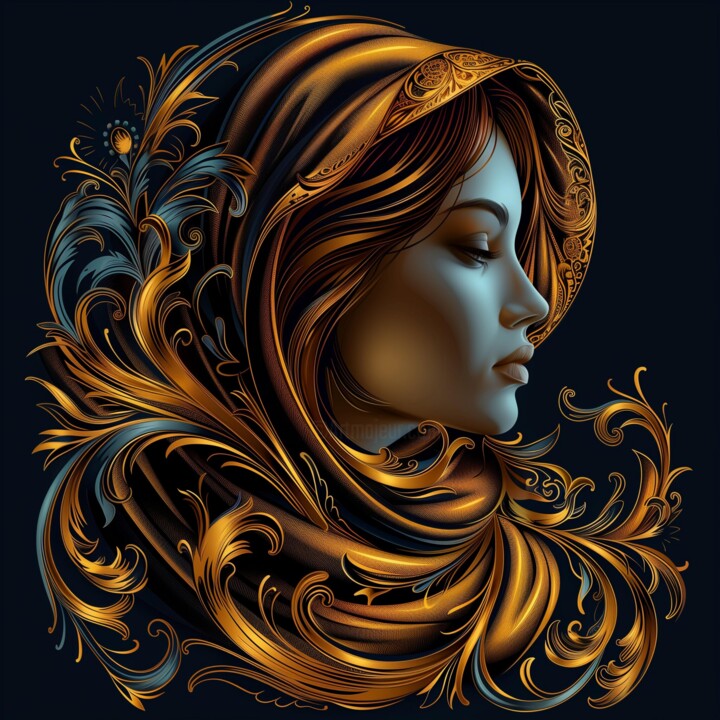 L'Envolée Dorée : La Féminité Révélée 数字艺术, 31.5x31.5 in
