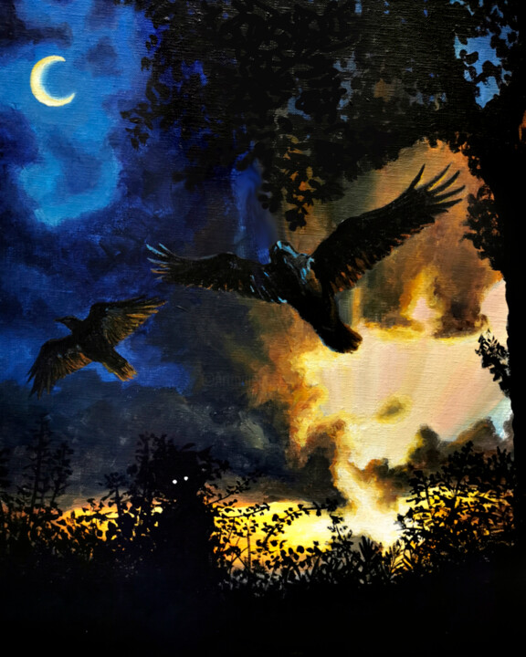 AU CRÉPUSCULE, LES CONTES... Tablo, 19,7x15,8 in