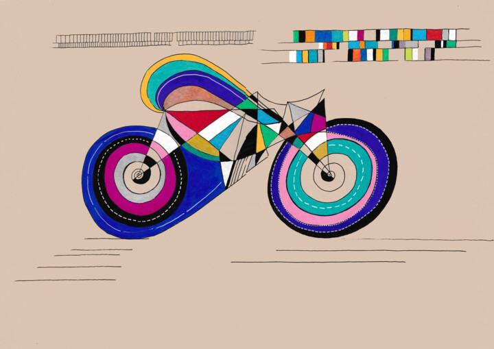 Sprint Tour de France 绘画, 11.7x16.5 in