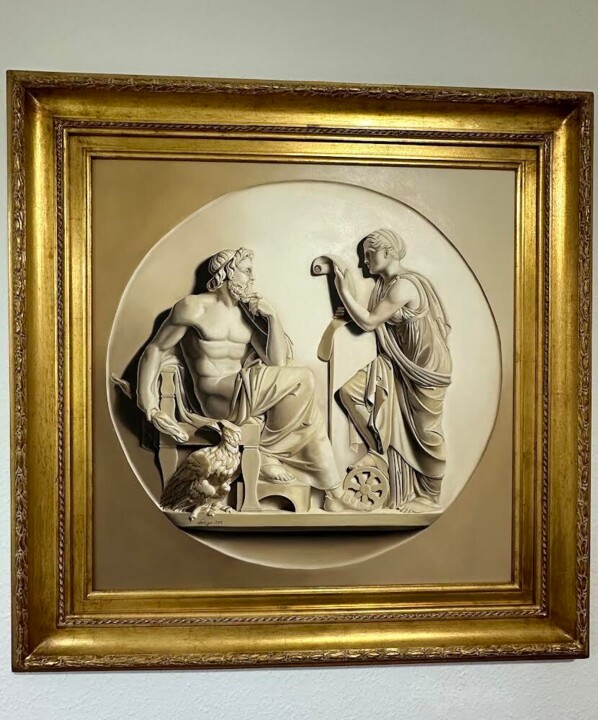 Nemesis Reads Aloud the Deeds of the Human Beings to Jupiter Painting, 27.6x27.6 in