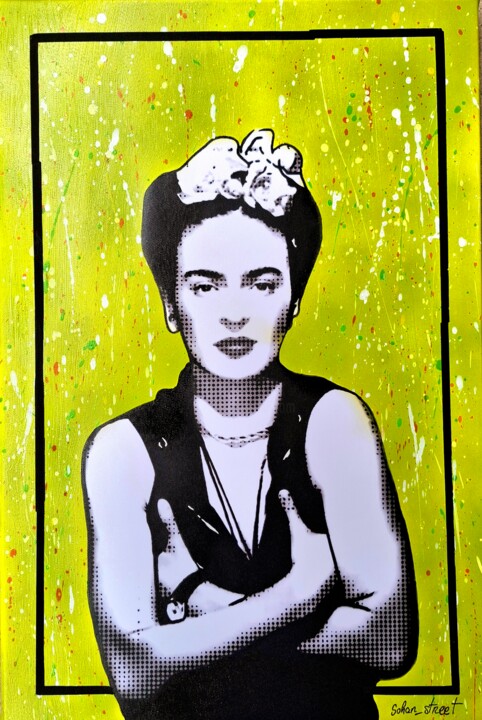 Frida Khalo toile kaki Painting, 23.6x15.8 in